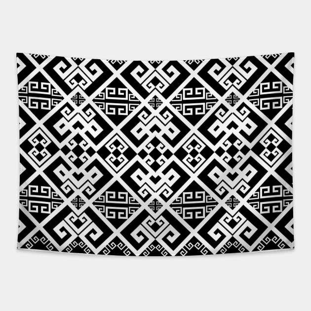 black and white pattern Tapestry by noke pattern