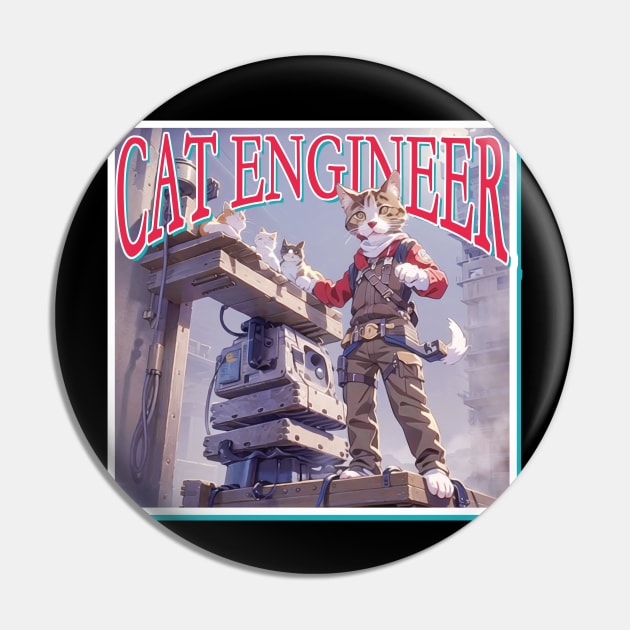 Cat Engineer Pin by LycheeDesign