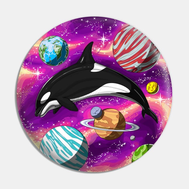 Psychedelic Orca Whale Pin by underheaven