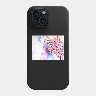 Pink Sakura on Painting Background Phone Case