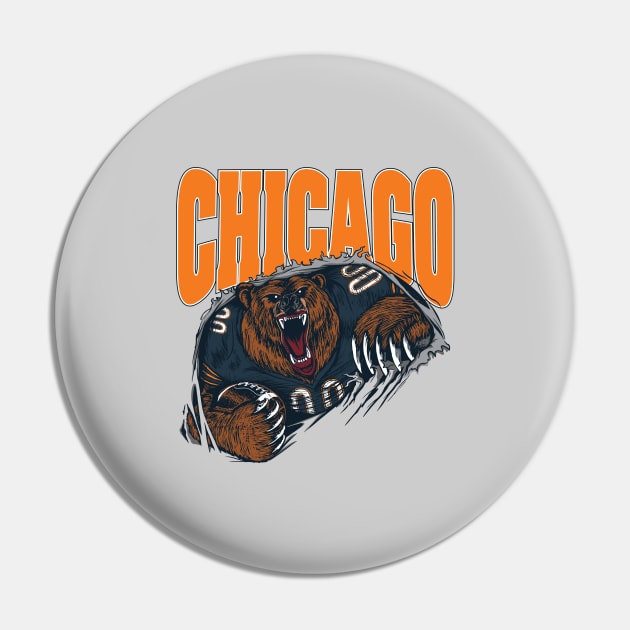 Chicago Windy City Football Bear Down Pin by stayfrostybro