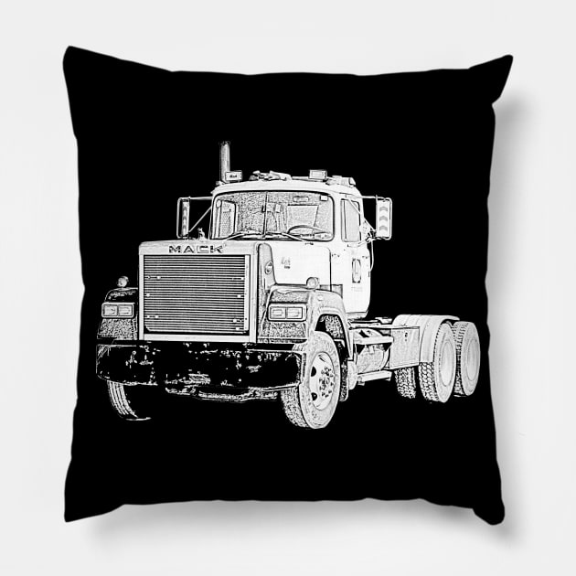 Classic American big rig semi truck Pillow by soitwouldseem