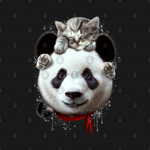 CAT ON PANDA by ADAMLAWLESS