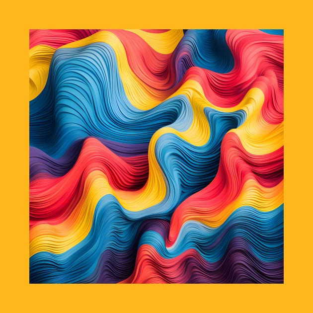 Vibrant Colorful Wave Lines Abstract Art by AbstractGuy