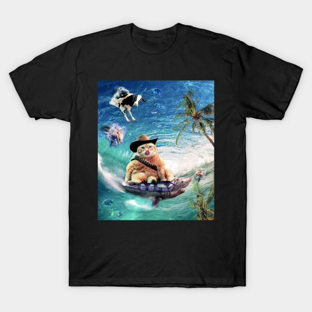 Surfing Cowboy Cat Riding Shark Surfing Cowboy Cat Riding Shark