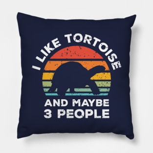 I Like Tortoise and Maybe 3 People, Retro Vintage Sunset with Style Old Grainy Grunge Texture Pillow