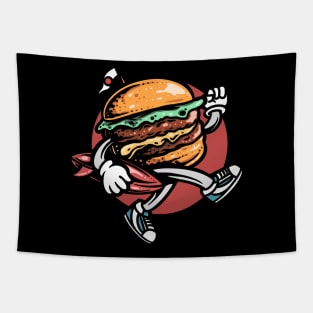 Cartoon Surfer Burger Tapestry