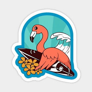 Flamingo Surfer Magnet