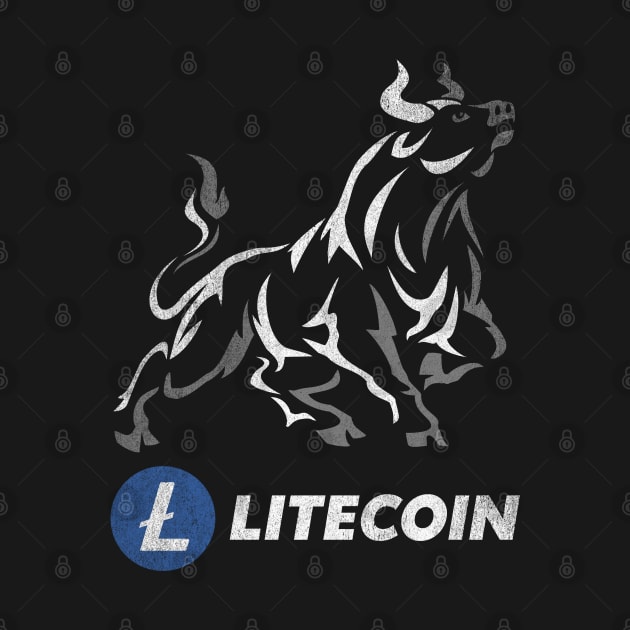 Vintage Bull Market Litecoin Lite Coin LTC To The Moon Crypto Token Cryptocurrency Wallet Birthday Gift For Men Women Kids by Thingking About