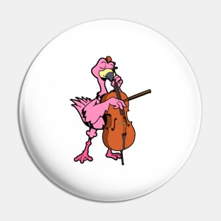 Comic Flamingo spielt Cello Pin