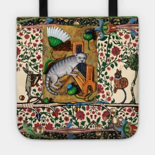 Weird Medieval Bestiary Playing Musical Instruments,Organist Cat Tote