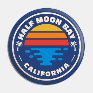 Retro Half Moon Bay California Vintage Beach Surf Emblem Pin