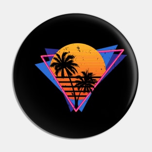 Distressed Retro Synthwave Inspired 80s Triangle Design Pin