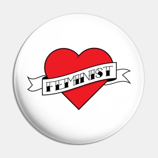 Feminist Heart Tattoo T-Shirt Pin