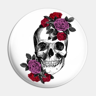 Skull and flowers Pin