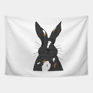 rabbit black gray white brown Tapestry