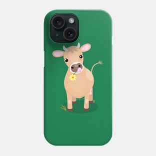 Cute happy jersey cow and flower cartoon Phone Case