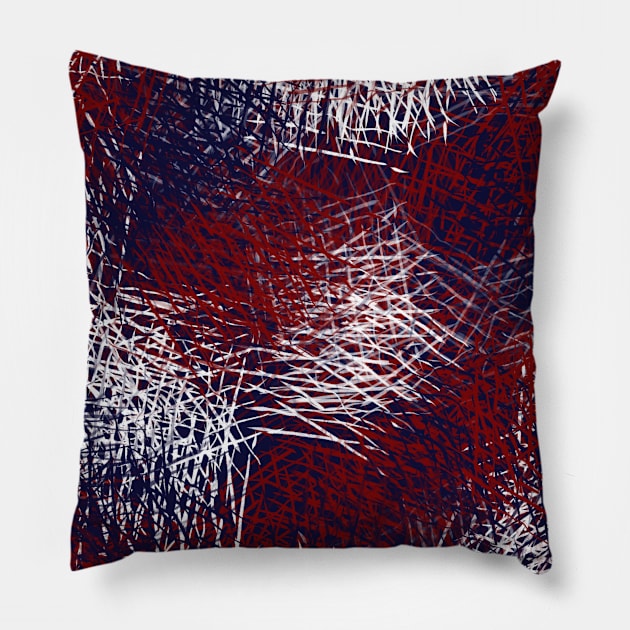 Hand-Drawn Red, White, and Blue Scribble Graphic Design Pillow by Blue Moon Barn