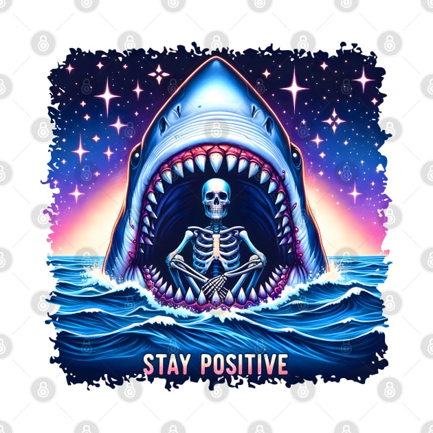 "Stay Positive" Skeleton and Shark by FlawlessSeams