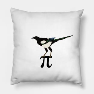 Eurasian Magpie standing on pi symbol Pillow