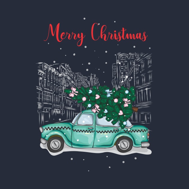 Christmas tree and gifts in a car! - Happy Christmas and a happy new year! - Available in stickers, clothing, etc by Crazy Collective