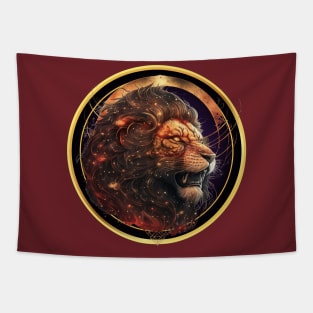 Mystic Universe Space Lion Leo Zodiac Sign Tapestry