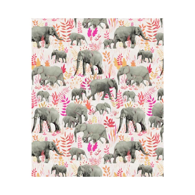 Sweet Elephants in Pink, Orange and Cream by micklyn