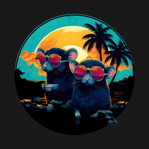 Retro Wave Grey Mice by Miami Neon Designs