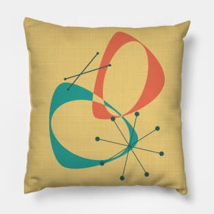 Mid Century Modern Abstract in Yellow, Teal and Orange Pillow