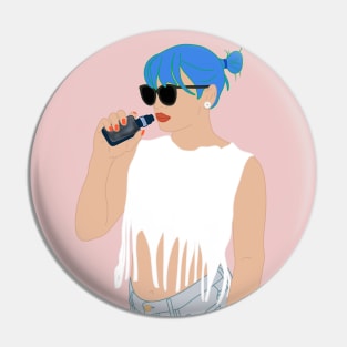 Vape girl color art Pin