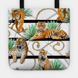 Tigers with ropes and leaves Tote