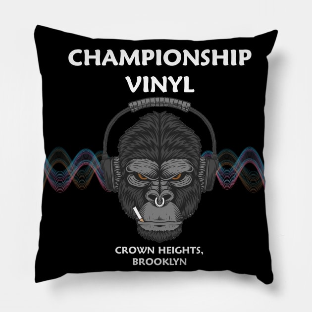 Championship Vinyl Record Store T-Shirt "High Fidelity" Pillow by FindersFee2020