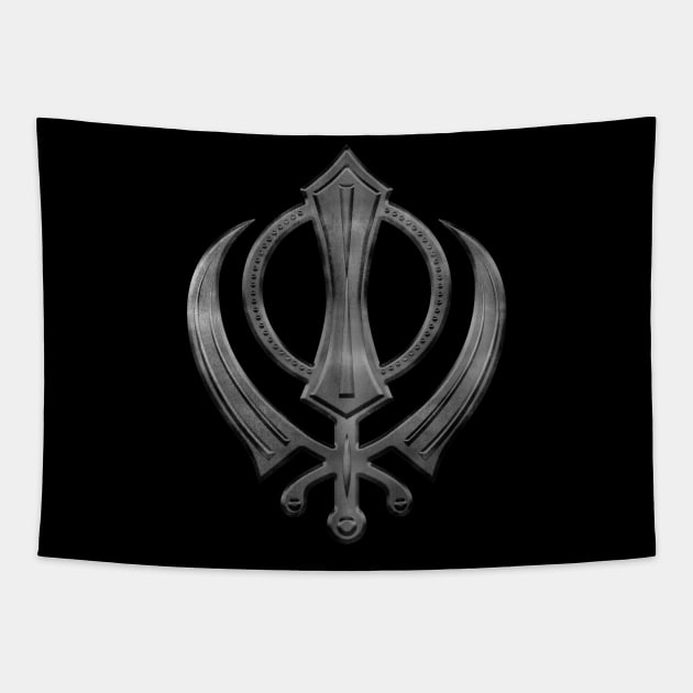 Metallic Embossed Khanda symbol Tapestry by Nartissima