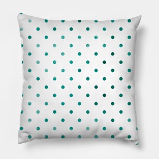 Teal Polka Dots Pattern Watercolor Abstract Cute  Girly Pretty Trendy Design Pillow