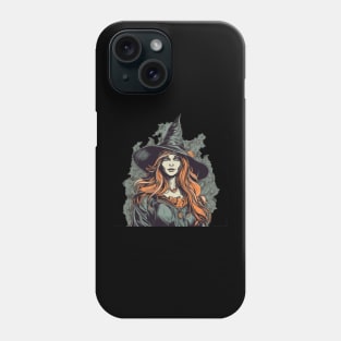 Gloomy beautiful witch / Wicca with red hair Phone Case