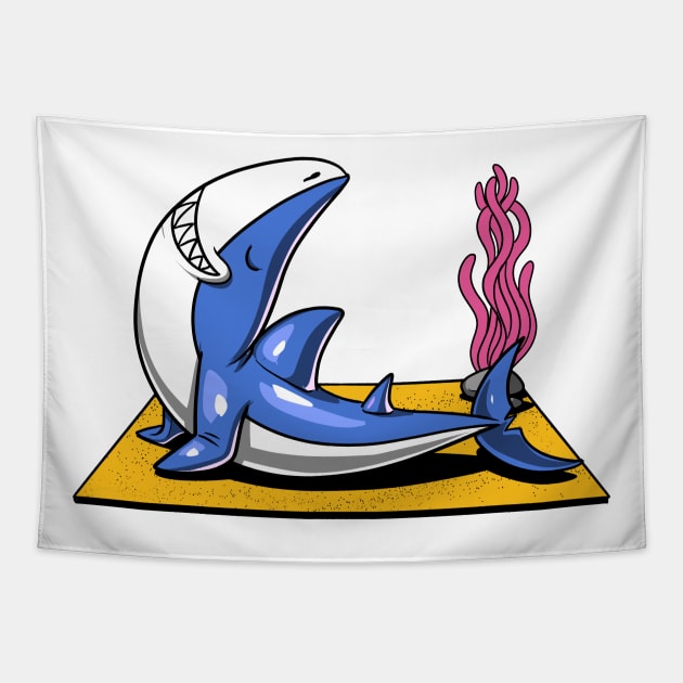 Shark Yoga Workout Tapestry by underheaven