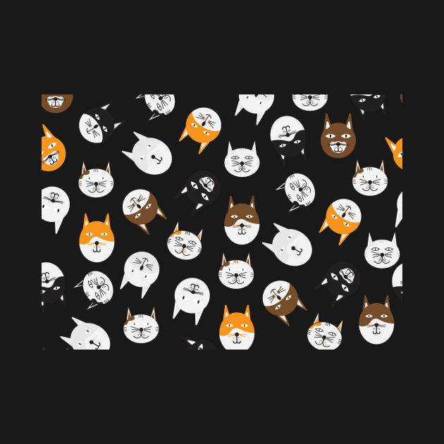 Cute Cats Pattern - Orange, Black, Brown and White by sigdesign