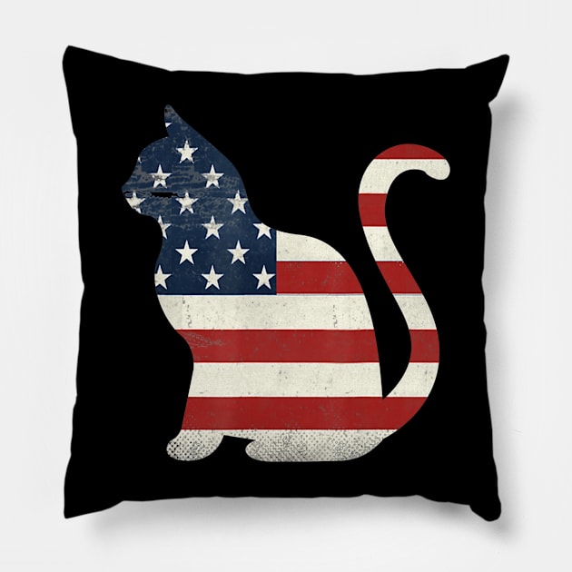 Proud Cat 4th of July American Flag Collections Pillow by crowominousnigerian 