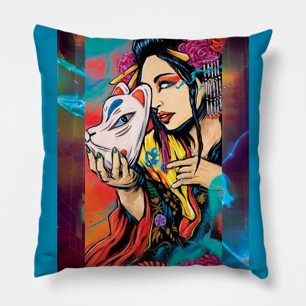 Geisha 2 Pillow by Lopan4000