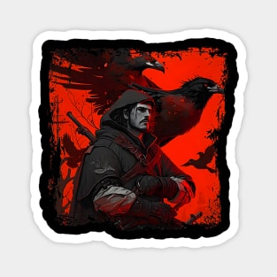 Raven Man Diablo BRZRKR a Witcher on Red Moon Magnet