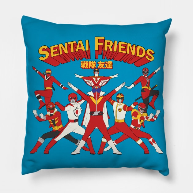 Sentai Friends Pillow by Batang 90s Art