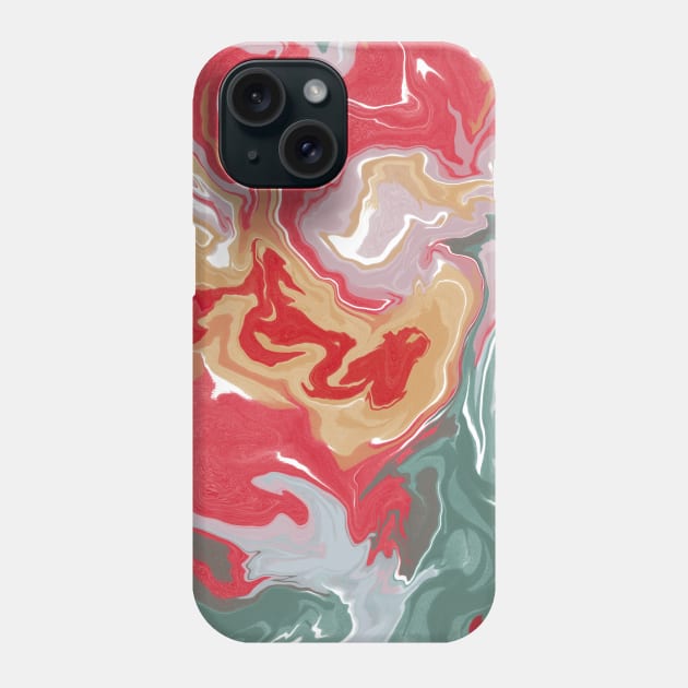 Shades of Happy Pastel Red Green and Yellow Aesthetic Marble Pattern Phone Case by Teeworthy Designs