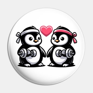 Penguin Couple Pumping Iron Pin