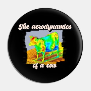 The Aerodynamics of a Cow - Random Funny Abstract Meme with Retro Font Design Pin