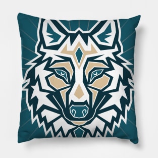 Tribal Wolf Face Pillow