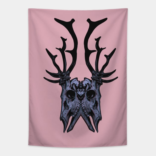 Stag Symmetry Skulls Tapestry by Scottconnick