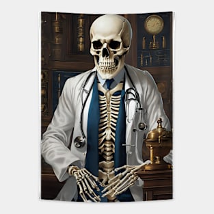 Doctor skeleton in his clinic Tapestry