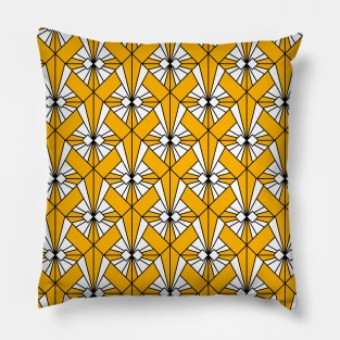 Art Deco Pattern no 75 - Yellow - Vintage Pattern Pillow