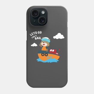 Cute bear the animal sailor on the boat with cartoon style. Phone Case