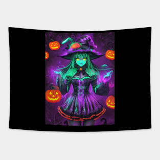 Halloween Cute Spooky Black Witch Tapestry